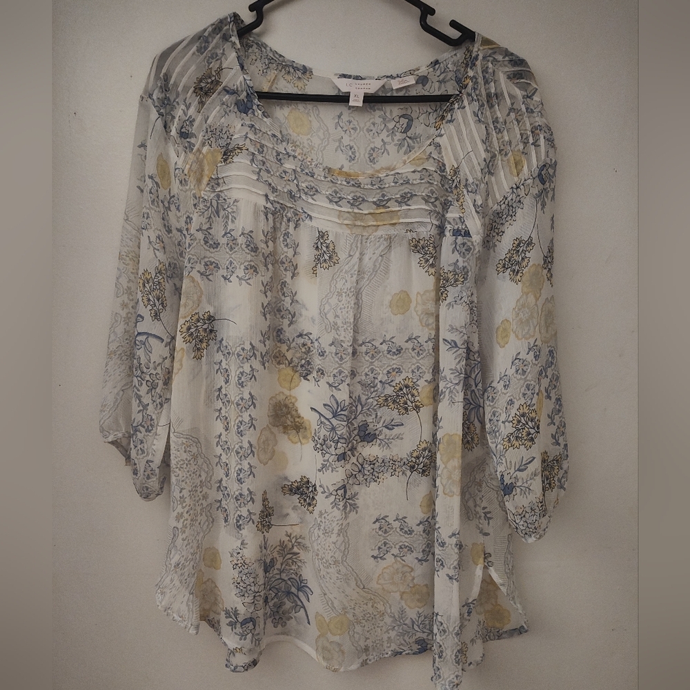LC Lauren Conrad Floral Sheer Blouse